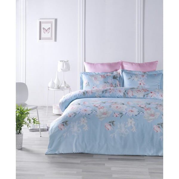 Biancheria da letto in cotone sateen blu Cielio, 220 x 240 cm Cielo - Mijolnir