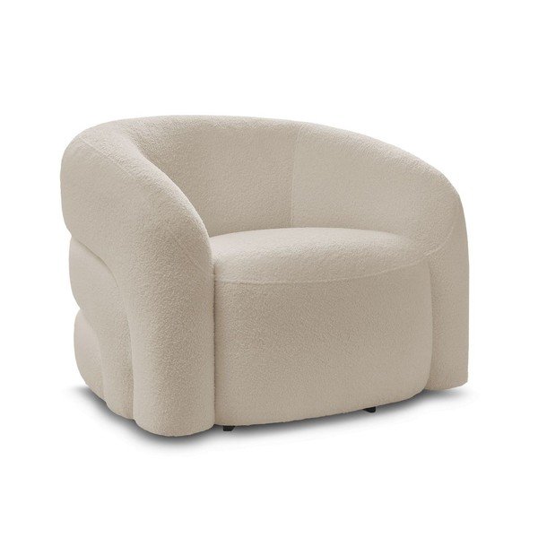 Poltrona beige girevole con rivestimento in bouclé Elina – Bobochic Paris
