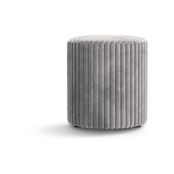 Poggiapiedi grigio chiaro con rivestimento in velluto a coste Dia – Micadoni -image-1