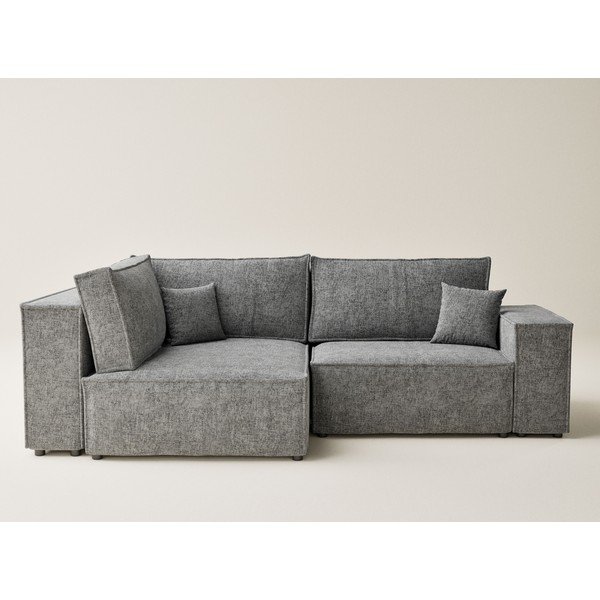 Divano angolare grigio allungabile/con contenitore (con penisola a sinistra/a L) con rivestimento in ciniglia Tonga – Maison de Rêve-image-2