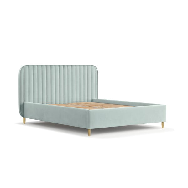 Letto matrimoniale color menta imbottito con spazio contenitivo con griglia inclusa 180x200 cm Noto – Maison de Rêve