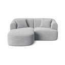 Divano angolare grigio chiaro (con penisola a sinistra/con chaise lounge) con rivestimento in velluto a coste Campi – Cosmopolitan Design