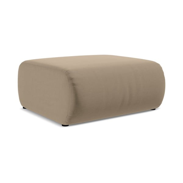 Poggiapiedi beige con rivestimento in velluto Ekahi – Makamii-image-2