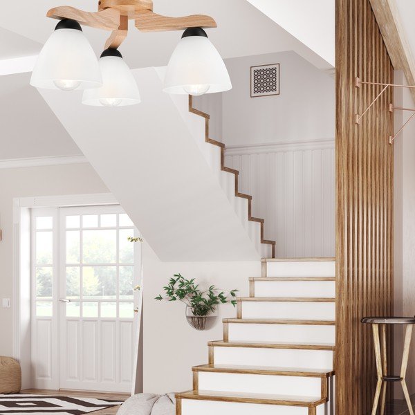 Lampada da soffitto bianca con paralume in vetro ø 16 cm Andreas - LAMKUR-image-1
