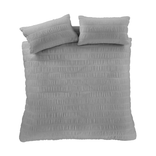 Set copripiumino e federa grigio in crêpe per letto matrimoniale e per letto esteso 230x220 cm Seersucker – Catherine Lansfield