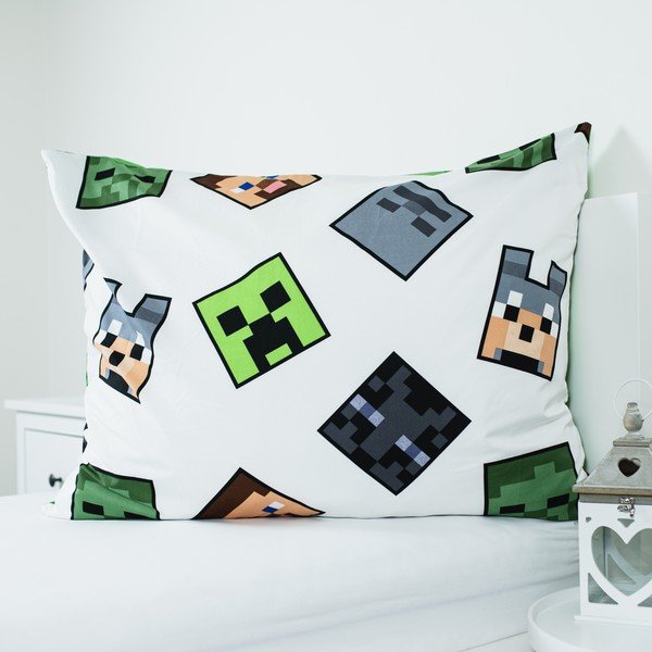Set copripiumino e federa da bambini verde in microfibra per letto singolo 140x200 cm Minecraft Block Stack – Jerry Fabrics-image-4
