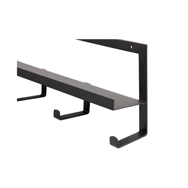 Appendiabiti da parete in metallo nero con ripiano Quinn - WOOOD-image-3