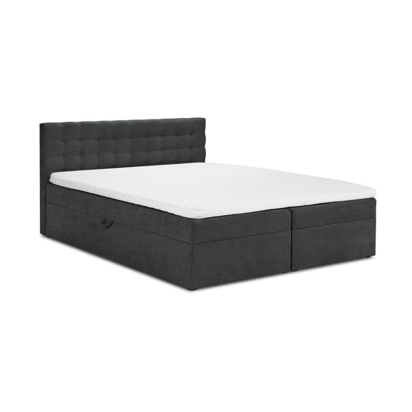 Letto boxspring grigio scuro con contenitore 140x200 cm Jade - Mazzini Beds