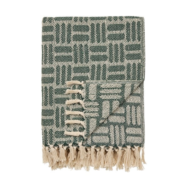 Coperta verde in cotone riciclato 130x180 cm Adana – House Nordic