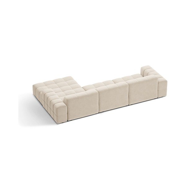 Divano angolare color crema (con penisola a destra/con chaise lounge) con rivestimento in velluto Chicago – Cosmopolitan Design-image-2