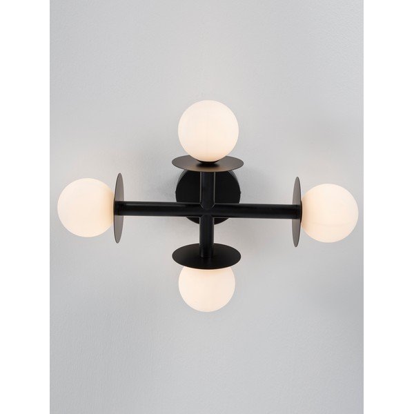 Plafoniera bianca/nera in metallo con paralume in vetro 37x51 cm Pielo – Nova Luce-image-4