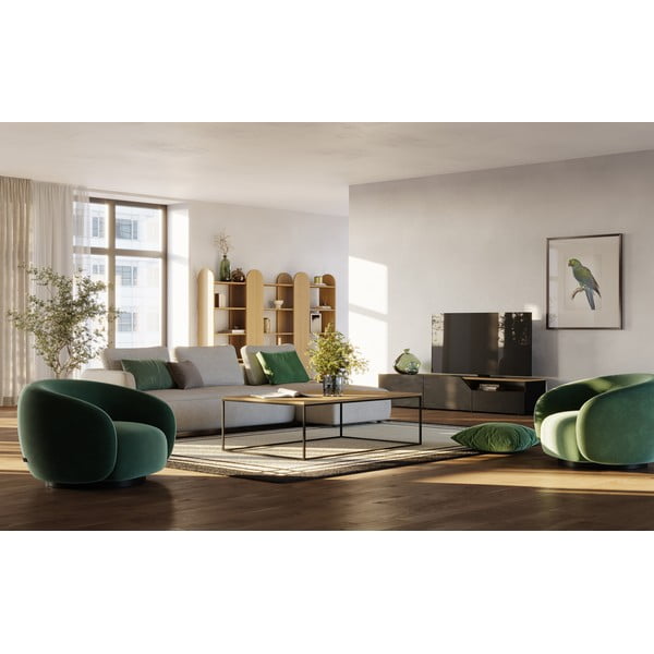 Tavolo TV con piano in rovere nero e naturale 180x38 cm Verone - TemaHome-image-1