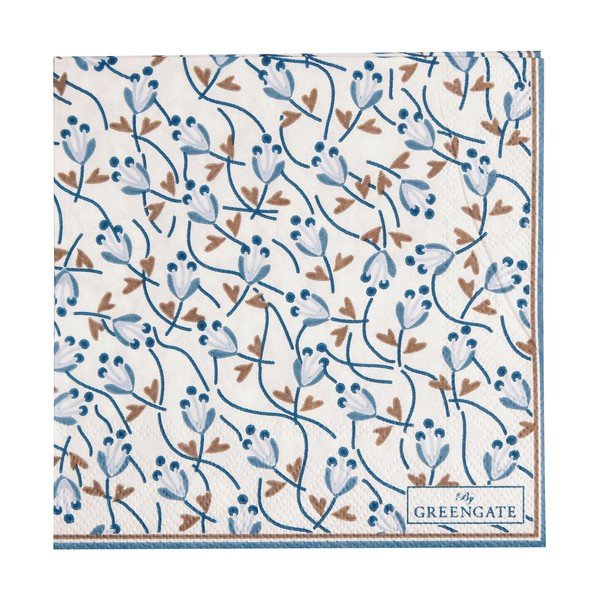 Set di 20 tovaglioli di carta bianchi e blu Addison - Green Gate