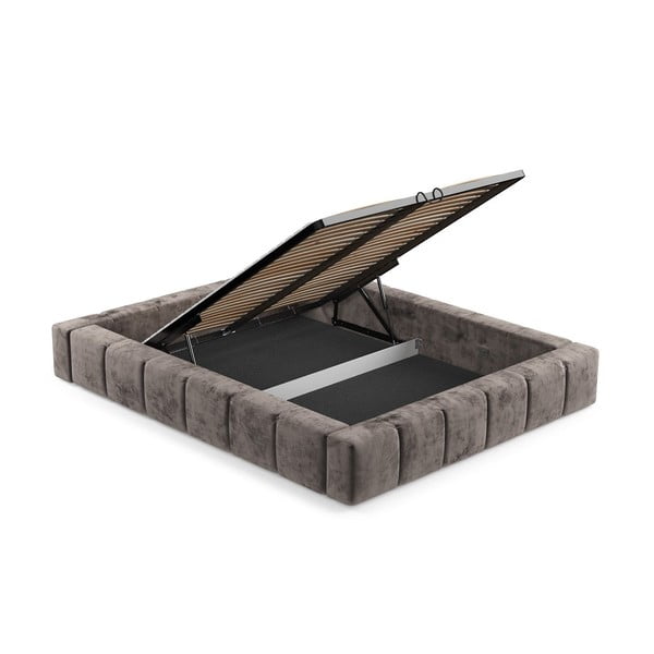 Letto matrimoniale imbottito marrone con spazio contenitivo e rete 180x200 cm Aruba L - Maison de Rêve-image-3