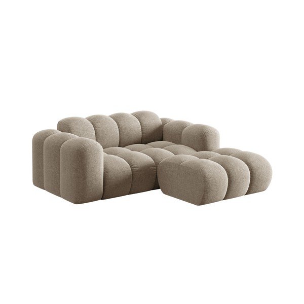 Divano angolare marrone chiaro (con penisola a destra/con chaise lounge) con rivestimento in ciniglia Treno – Cosmopolitan Design-image-1