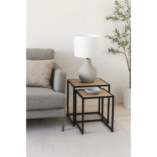 Set di tavolini con effetto rovere 2 pz 38x38 cm Noah – Bonami Essentials-image-1