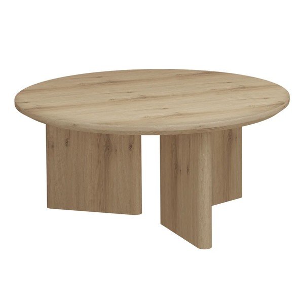 Tavolino da salotto rotondo di colore naturale con piano effetto rovere ø 80 cm Chatham – Støraa-image-3