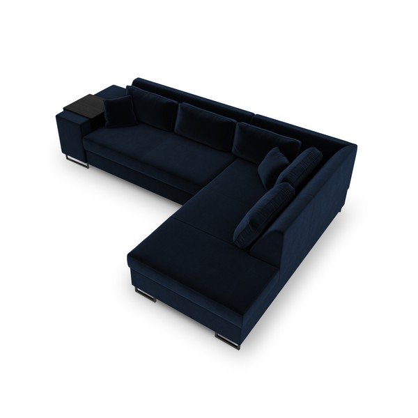 Divano letto angolare in velluto blu, angolo destro York - Cosmopolitan Design-image-2