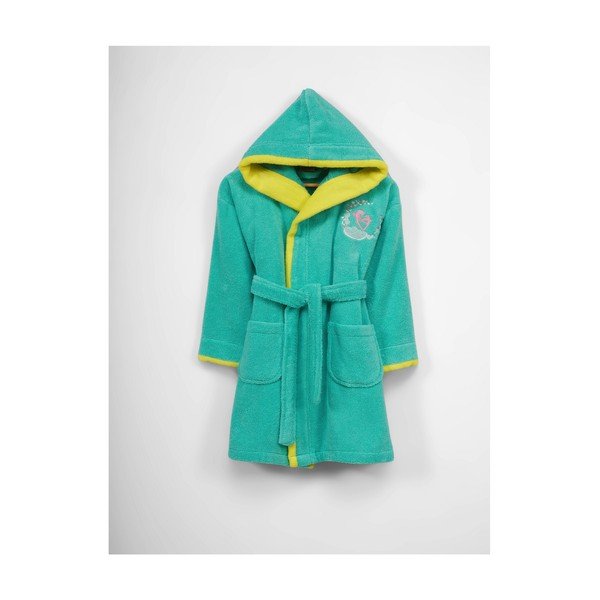 Vestaglia da bambino in cotone verde e giallo con cappuccio, 9-12 anni - Unknown