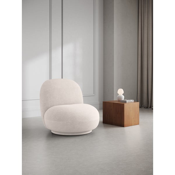 Poltrona bianca in tessuto bouclé Chuck - Micadoni Home-image-1