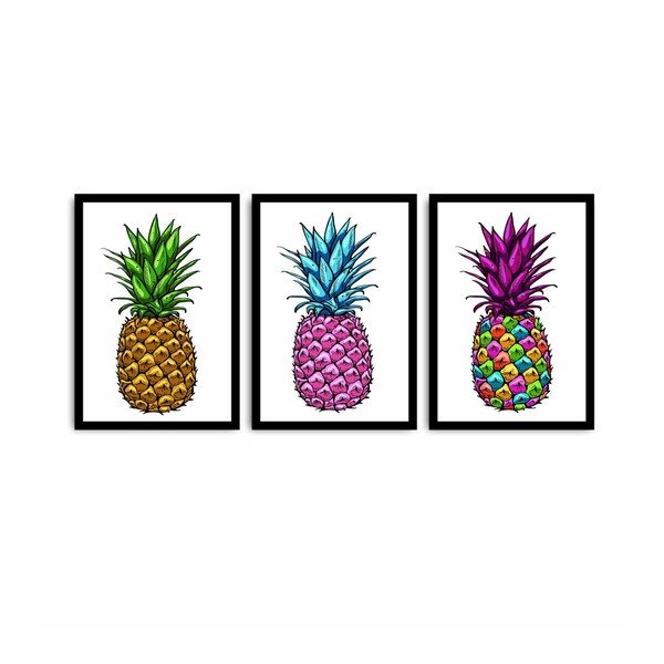 Quadro in tre parti Ananas, 109 x 50 cm - Alpha Wall