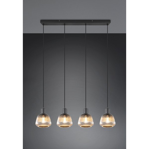 Lampadario nero con paralume in vetro ø 15 cm Tarifa - Trio-image-1