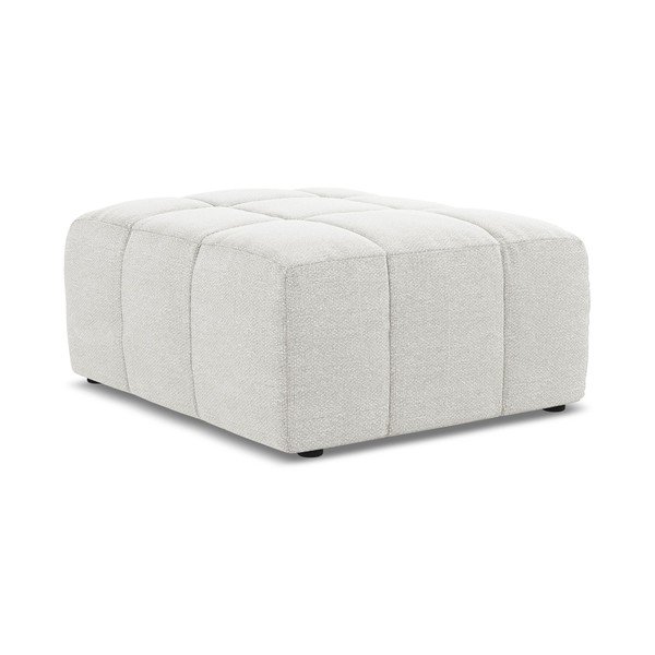 Poggiapiedi bianco con rivestimento in bouclé Aloha – Makamii-image-3