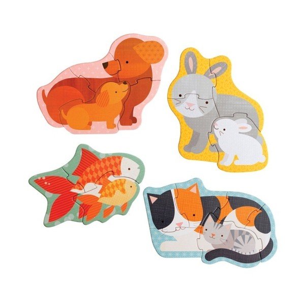 Sada 4 skládaček z recyklovaného papíru a rostlinného inkoustu Petit collage Pets