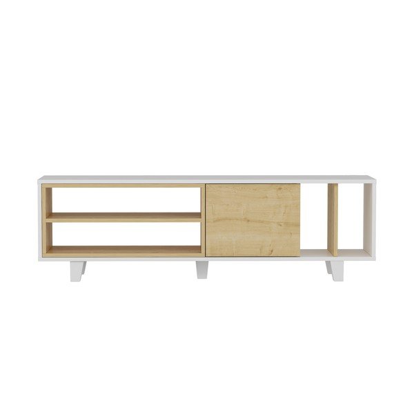 Tavolo TV in rovere bianco/naturale 160x49 cm Rosmar - Kalune Design