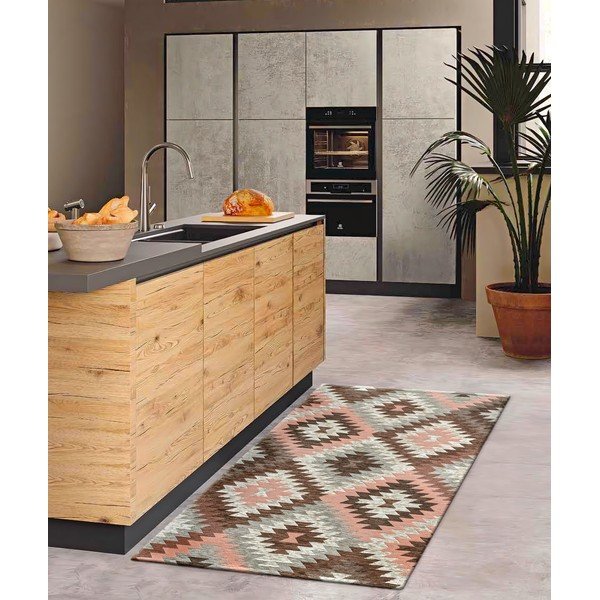 Runner lavabile rosa-marrone 55x115 cm Avana Rosa - Floorita-image-1