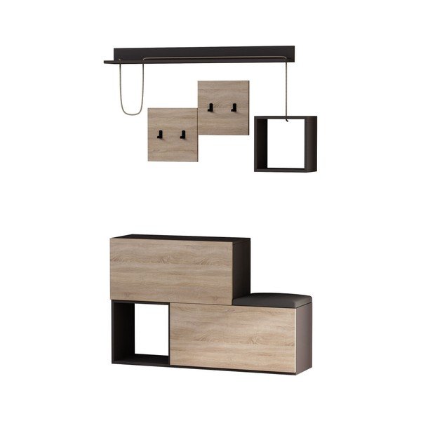 Set di scarpiere / panca e appendiabiti da parete con ripiano Holdon Antique - Homitis