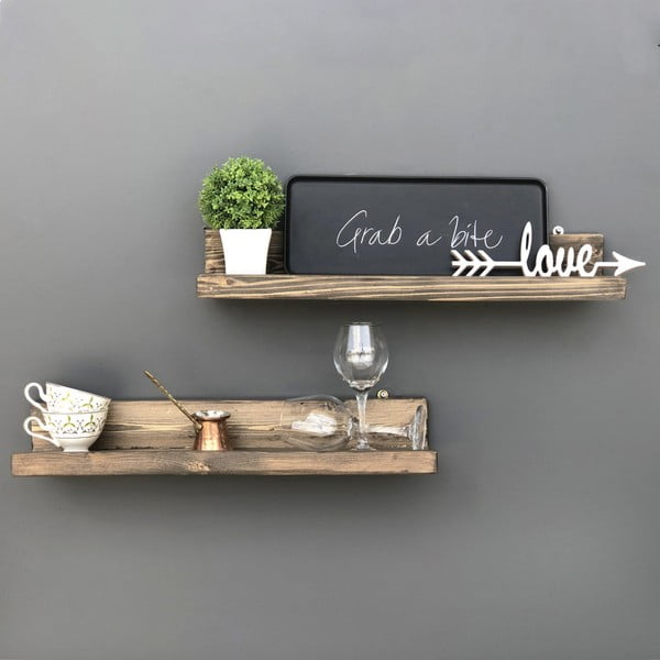 Set di 2 mensole da parete in legno Simple - Evila Originals-image-3