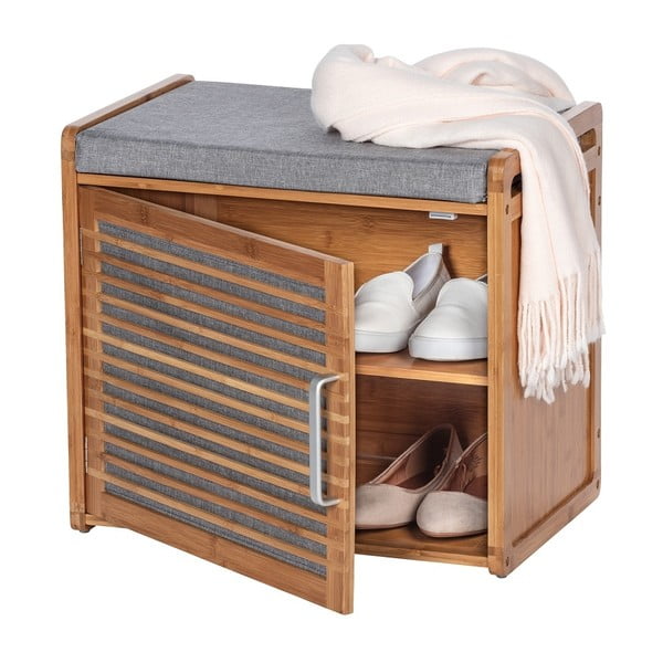 Scarpiera in bambù con panca in colore naturale Bahari - Wenko-image-4