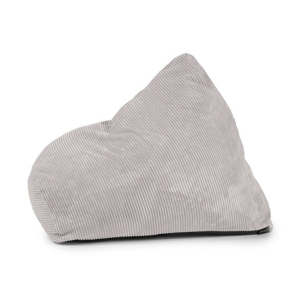 Puof a sacco grigio chiaro con rivestimento in velluto a coste Snug 100 – SLOWDOWN-image-2