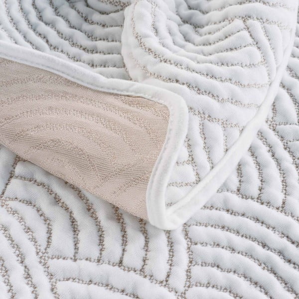Set con copriletto e federa bianco/beige in jersey 220x240 cm Cassandra – douceur d'intérieur-image-2