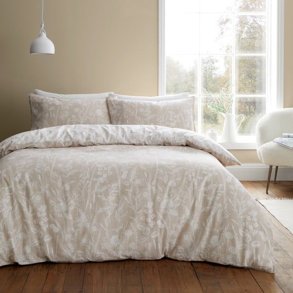 Biancheria da letto beige in flanella per letto matrimoniale 200x200 cm Floral Toile - Bianca-image-3