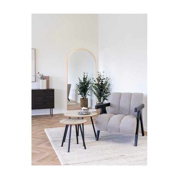 Poltrona grigio chiaro con rivestimento in bouclé Florence – House Nordic-image-2
