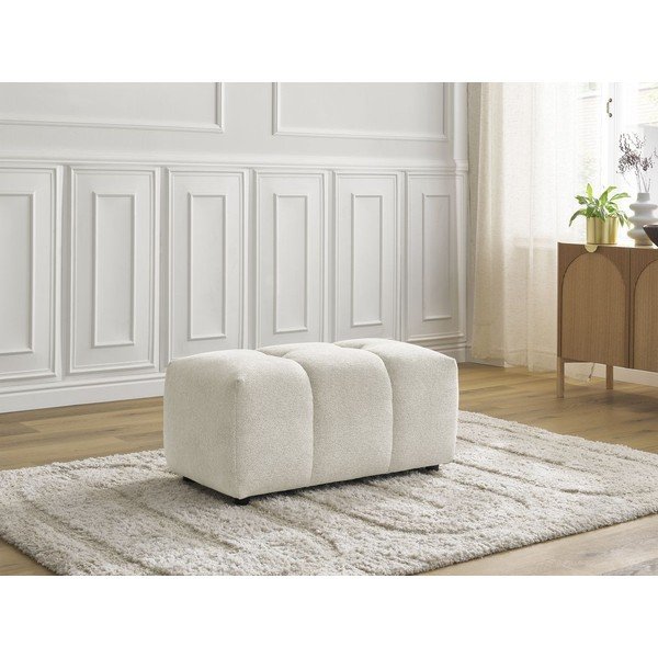 Poggiapiedi bianco con rivestimento in ciniglia Roxelane – Bobochic Paris-image-1