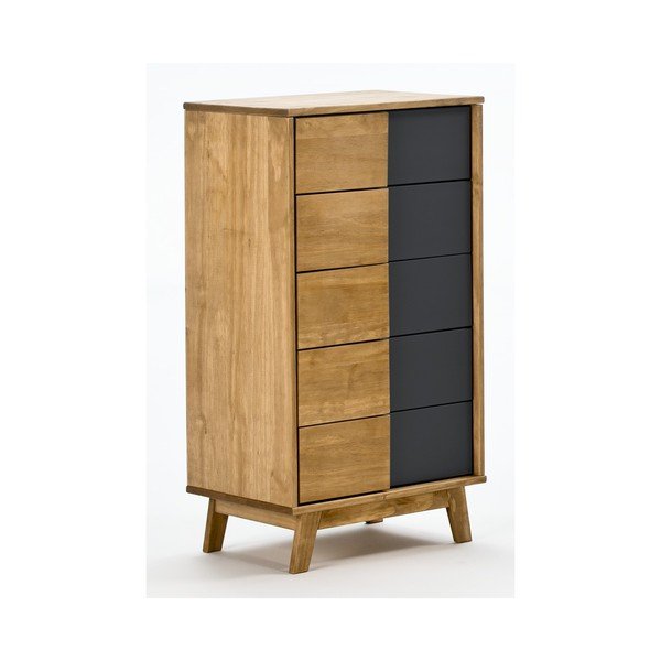 Cassettiera alta con dettagli neri Yari, 50 x 92 cm - Marckeric-image-2