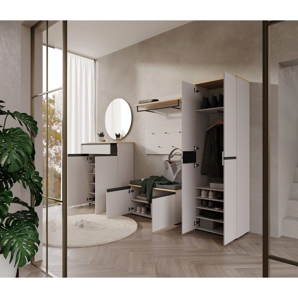 Scarpiera con seduta greige/colore naturale chiaro 96x49x41 cm Cormano – Germania-image-2