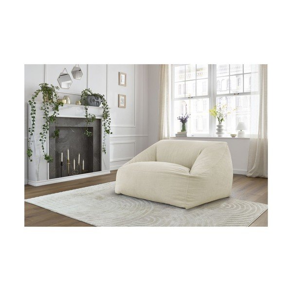 Puof a sacco beige con rivestimento in velluto a coste Lilibet – Bobochic Paris-image-1