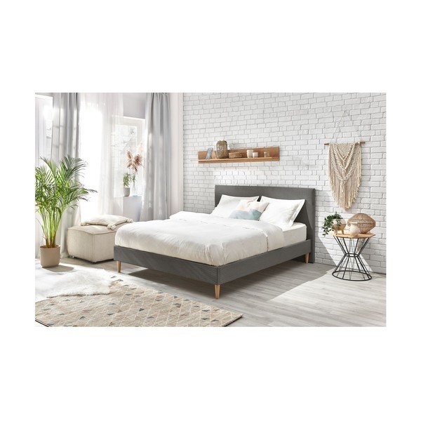 Letto matrimoniale imbottito antracite con griglia 160x200 cm Anja - Bobochic Paris-image-4