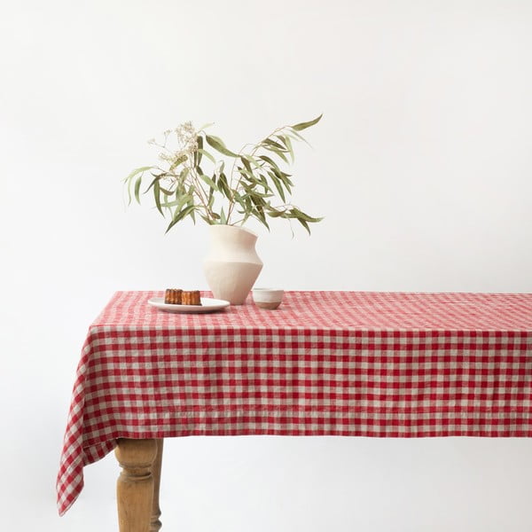 Tovaglia di lino 140x140 cm Red Gingham - Linen Tales