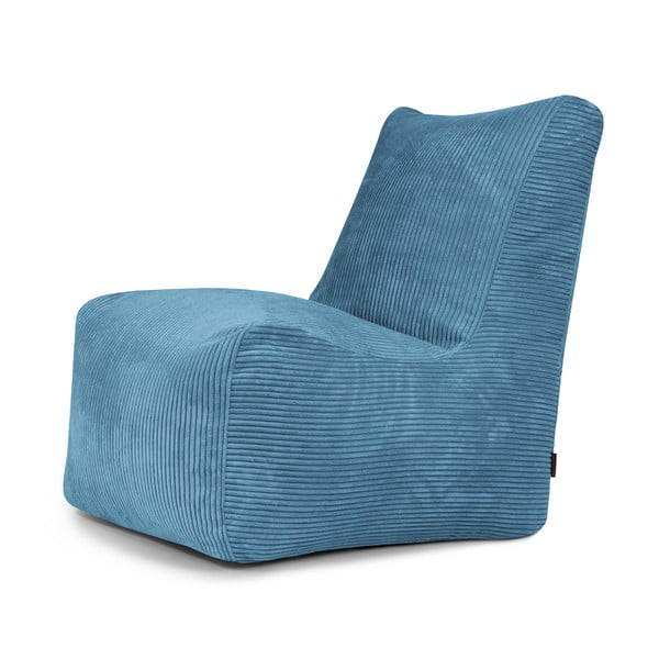 Puof a sacco blu con rivestimento in velluto a coste Seat Lounge – SLOWDOWN