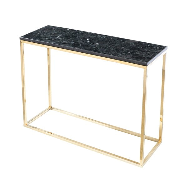 Consolle in granito nero con base in oro, lunghezza 100 cm - RGE