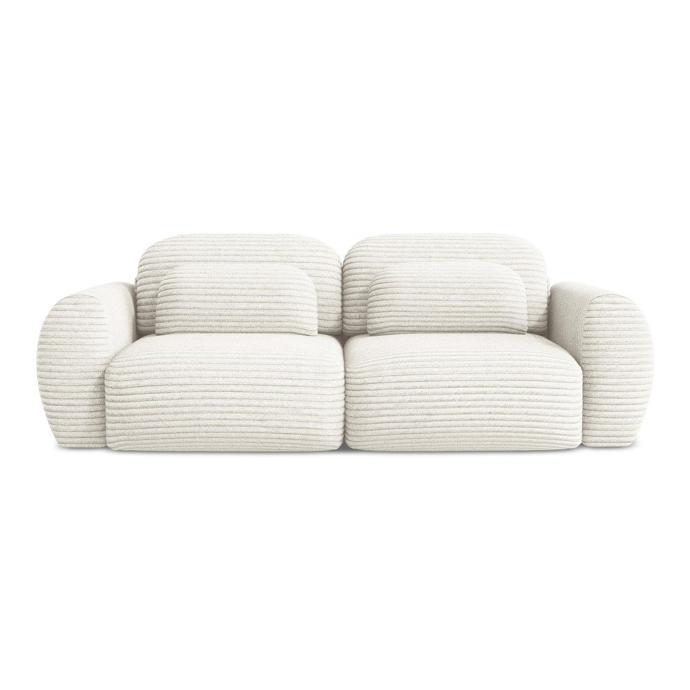 Divano beige allungabile/con contenitore con rivestimento in velluto a coste 266 cm Kini – Makamii | Divani