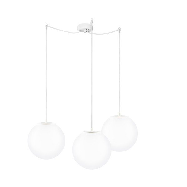 Lampada a sospensione tripla in vetro opalino con attacco bianco TSUKI - Sotto Luce