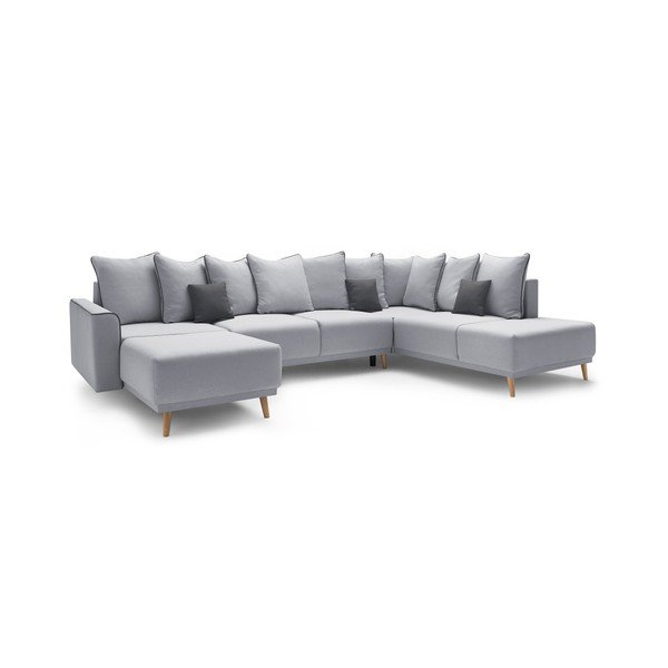 Divano letto a U grigio Panoramique XXL Mola, angolo sinistro - Bobochic Paris-image-3