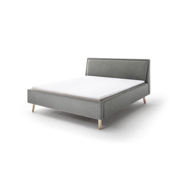Letto matrimoniale imbottito grigio chiaro con contenitore con rete inclusa 180x200 cm Frieda – Meise Möbel