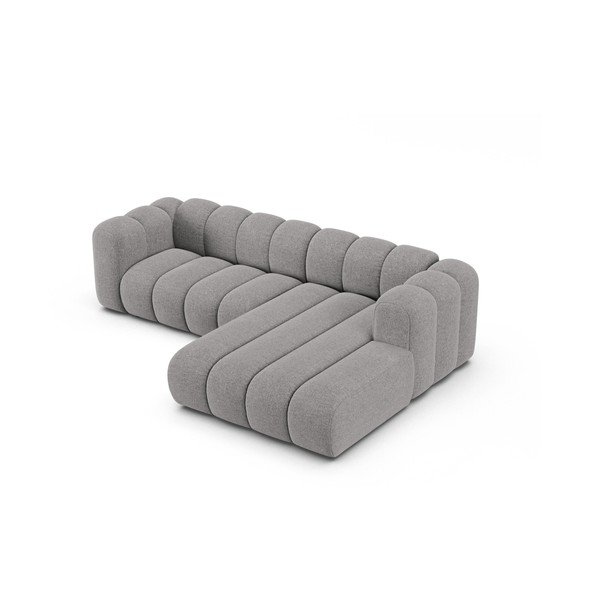 Divano angolare grigio (con penisola a destra/con chaise lounge) con rivestimento in ciniglia Lupine – Micadoni -image-2